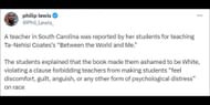 South Carolina teacher was reported by students for teaching Ta-Nehisi Coates' "Between the World and Me". (Image via X/@Phil_Lewis_)